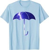 Elegant blue umbrella weather summer lightning bolt T-Shirt