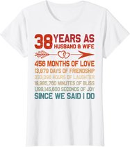 38 Years as Husband & Wife 38th Anniversary Gift for Couple T-Shirt
