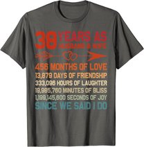 38 Years as Husband & Wife 38th Anniversary Gift for Couple T-Shirt