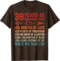 38 Years as Husband & Wife 38th Anniversary Gift for Couple T-Shirt