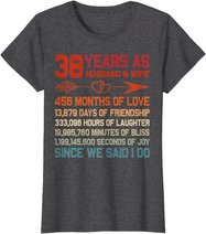 38 Years as Husband & Wife 38th Anniversary Gift for Couple T-Shirt