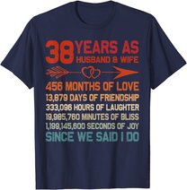 38 Years as Husband & Wife 38th Anniversary Gift for Couple T-Shirt