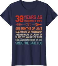 38 Years as Husband & Wife 38th Anniversary Gift for Couple T-Shirt