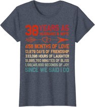 38 Years as Husband & Wife 38th Anniversary Gift for Couple T-Shirt