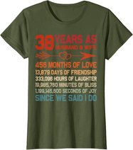 38 Years as Husband & Wife 38th Anniversary Gift for Couple T-Shirt