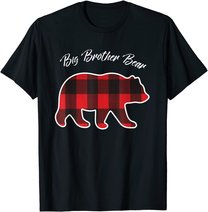 Big Brother Bear Matching Family Christmas Red Plaid Pajama T-Shirt