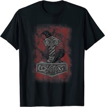 Thor Hammer Mjolnir - Huginn & Muninn - Norse Mythology T-Shirt