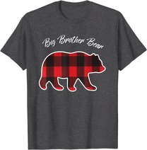Big Brother Bear Matching Family Christmas Red Plaid Pajama T-Shirt