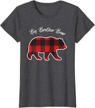 Big Brother Bear Matching Family Christmas Red Plaid Pajama T-Shirt