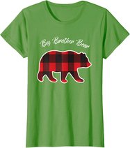 Big Brother Bear Matching Family Christmas Red Plaid Pajama T-Shirt