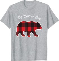 Big Brother Bear Matching Family Christmas Red Plaid Pajama T-Shirt