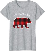 Big Brother Bear Matching Family Christmas Red Plaid Pajama T-Shirt