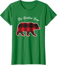 Big Brother Bear Matching Family Christmas Red Plaid Pajama T-Shirt