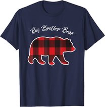Big Brother Bear Matching Family Christmas Red Plaid Pajama T-Shirt
