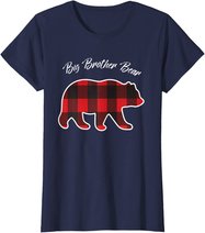Big Brother Bear Matching Family Christmas Red Plaid Pajama T-Shirt