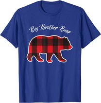 Big Brother Bear Matching Family Christmas Red Plaid Pajama T-Shirt
