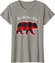 Big Brother Bear Matching Family Christmas Red Plaid Pajama T-Shirt