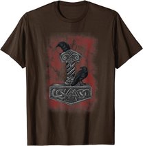 Thor Hammer Mjolnir - Huginn & Muninn - Norse Mythology T-Shirt