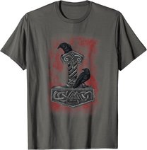 Thor Hammer Mjolnir - Huginn & Muninn - Norse Mythology T-Shirt