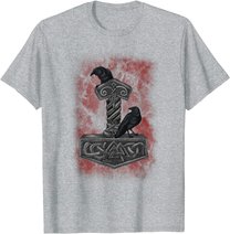 Thor Hammer Mjolnir - Huginn & Muninn - Norse Mythology T-Shirt