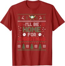 I'll Be Home for Christmas UGLY Baseball Xmas Pajama Gifts T-Shirt