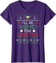 I'll Be Home for Christmas UGLY Baseball Xmas Pajama Gifts T-Shirt