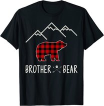 Mama Bear Gift - Buffalo Plaid Brother Bear T-Shirt