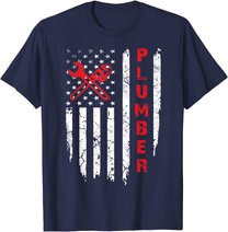 USA American Flag Plumber Men Women Plumbers Patriotic T-Shirt