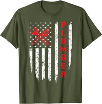 USA American Flag Plumber Men Women Plumbers Patriotic T-Shirt