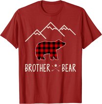 Mama Bear Gift - Buffalo Plaid Brother Bear T-Shirt
