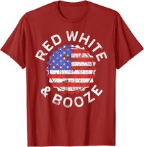 Red White And Booze T-Shirt Drinking 4th of July Shirt T-Shirt
