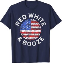 Red White And Booze T-Shirt Drinking 4th of July Shirt T-Shirt