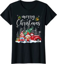 Merry Christmas Gnomes Red Truck Snow Xmas Tree Pajamas T-Shirt