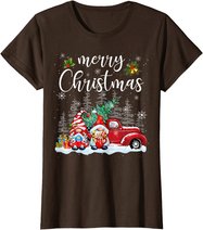 Merry Christmas Gnomes Red Truck Snow Xmas Tree Pajamas T-Shirt