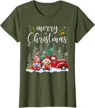 Merry Christmas Gnomes Red Truck Snow Xmas Tree Pajamas T-Shirt
