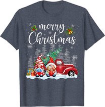 Merry Christmas Gnomes Red Truck Snow Xmas Tree Pajamas T-Shirt