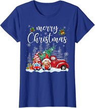 Merry Christmas Gnomes Red Truck Snow Xmas Tree Pajamas T-Shirt