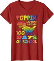 Poppin my way through 100 Days Of School - Pop it Dinosaur T-Shirt