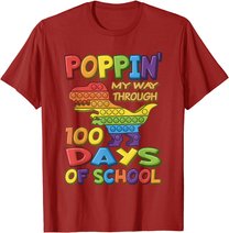 Poppin my way through 100 Days Of School - Pop it Dinosaur T-Shirt