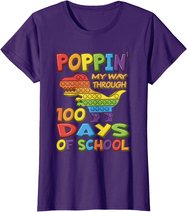 Poppin my way through 100 Days Of School - Pop it Dinosaur T-Shirt
