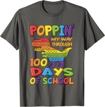 Poppin my way through 100 Days Of School - Pop it Dinosaur T-Shirt