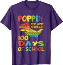 Poppin my way through 100 Days Of School - Pop it Dinosaur T-Shirt