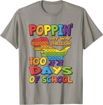 Poppin my way through 100 Days Of School - Pop it Dinosaur T-Shirt