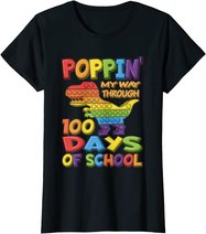 Poppin my way through 100 Days Of School - Pop it Dinosaur T-Shirt