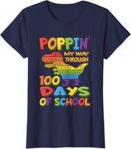 Poppin my way through 100 Days Of School - Pop it Dinosaur T-Shirt