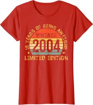 Turning 18 Birthday Decorations Men 18th BDay 2004 Birthday T-Shirt