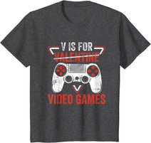 V is for Video Games - Matching Family Valentines Day Gamer T-Shirt