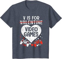 V is for Video Games - Matching Family Valentines Day Gamer T-Shirt