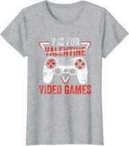V is for Video Games - Matching Family Valentines Day Gamer T-Shirt