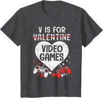 V is for Video Games - Matching Family Valentines Day Gamer T-Shirt